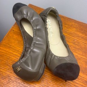 Chanel army green flats